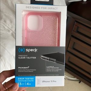 Speck Clear Pink Glitter Iphone 11 Pro Case!